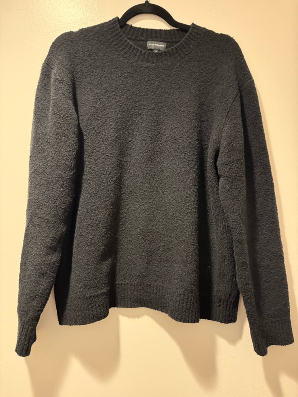 Club Monaco Black Textured Crewneck Sweater, Size L